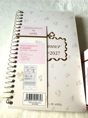 LoveShackFancy Pink Floral Planner with Gold Spiral